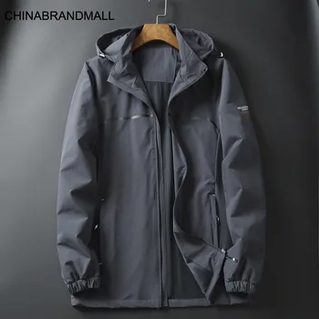 

Autumn Men Plus Fat Plus Size Leisure With Cap Windbreaker Male Fat Man Sports Jacket Thin Coat Male