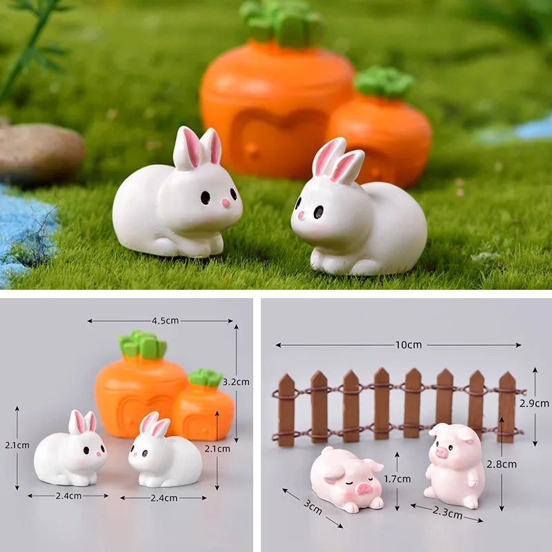 Ornament crafts elephant cow pig frog duck hedgehog turtle dog cat figurines resin for fairy garden