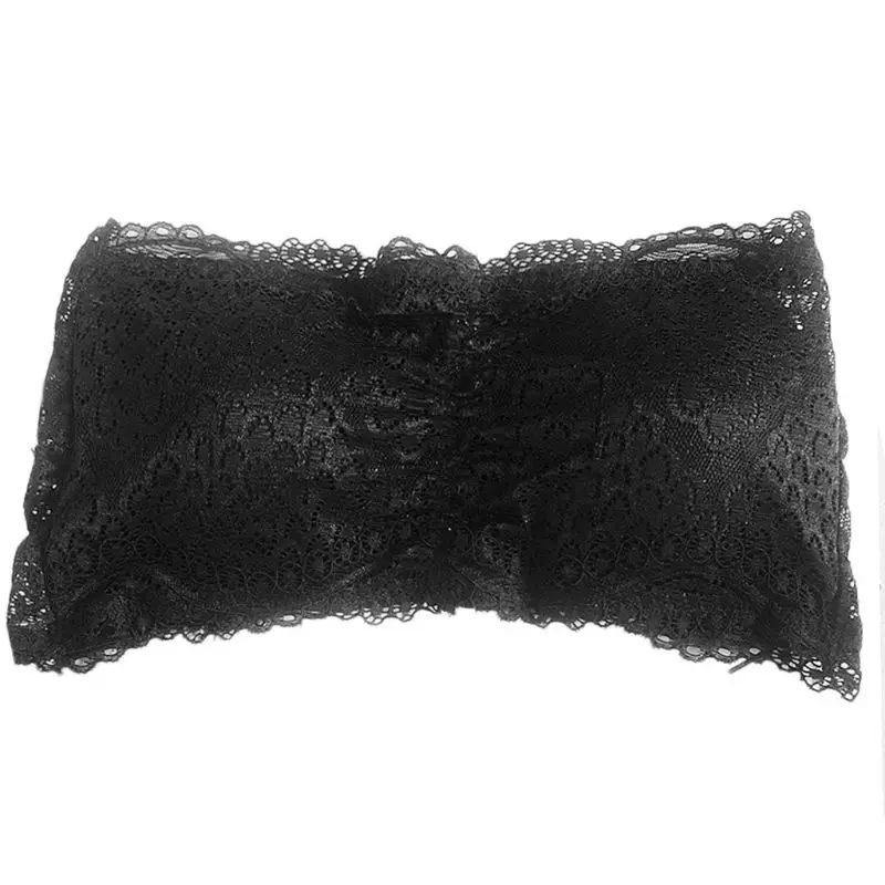 

Womens Floral Lace Seamless Bandeau Wire Free 4-Hook Bralette Strapless Tube Top