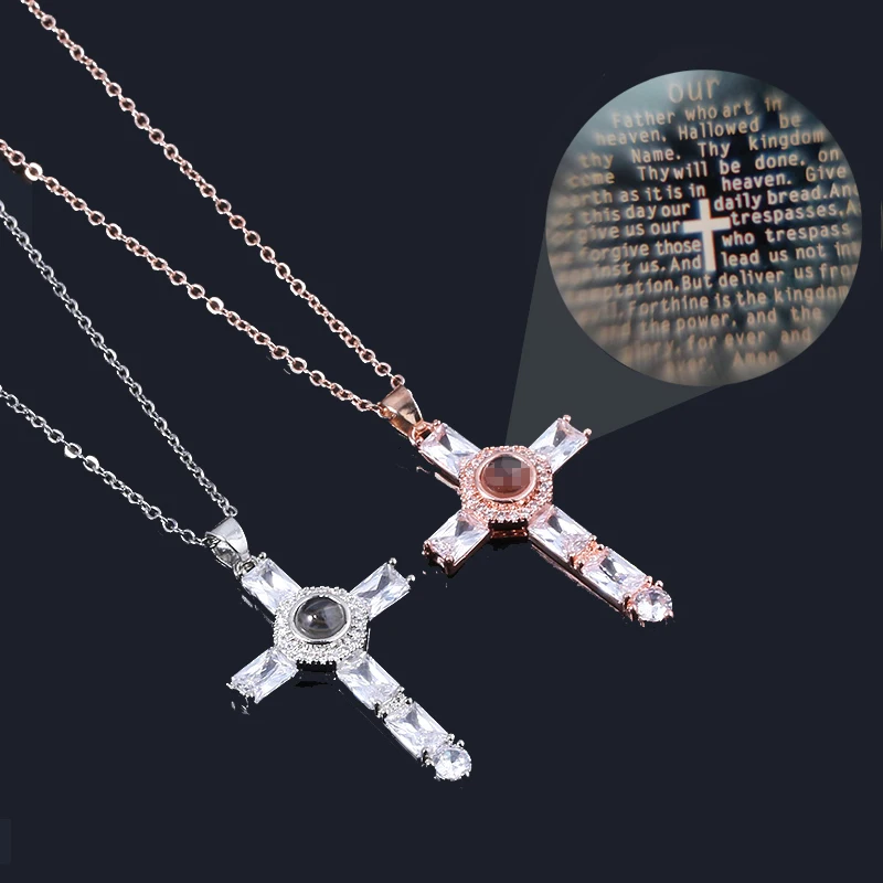 MIDY Fashion Cross Crystal Pendants Necklaces Religion Christian Church Crucifix Projection Necklace Choker Women Jewelry | Украшения и