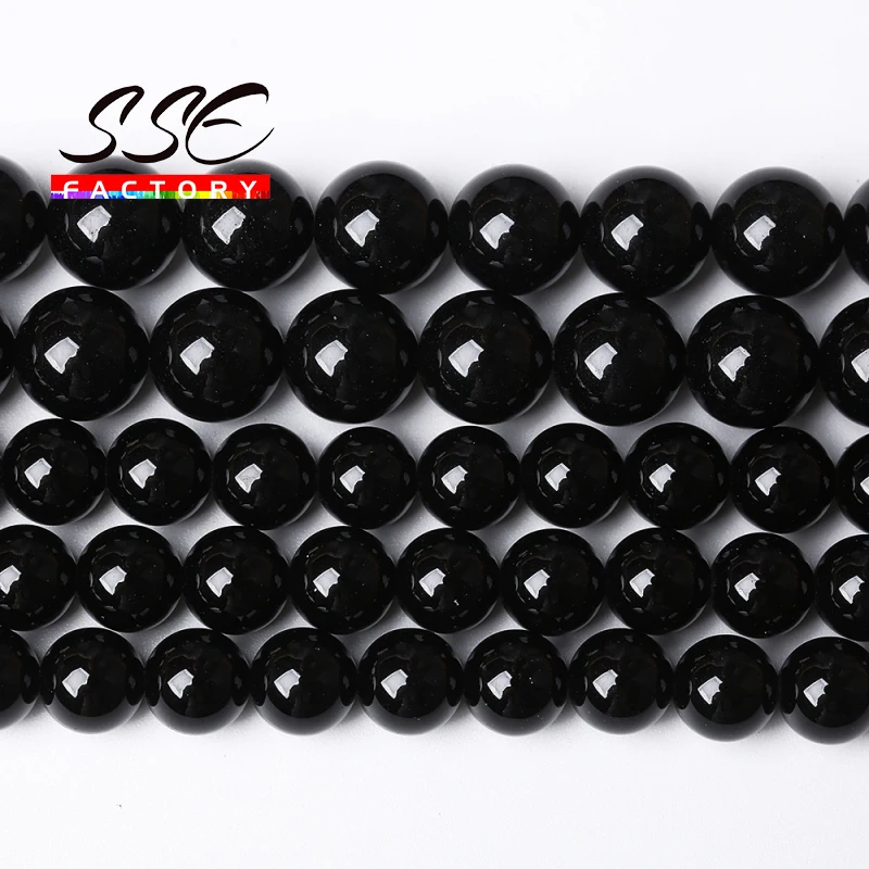 

AAAAA Natural Black Agates Round Loose Beads Onyx Loose Beads 15" 4 6 8 10 12 14 16 mm Diy Bracelet Necklace For Jewelry Making