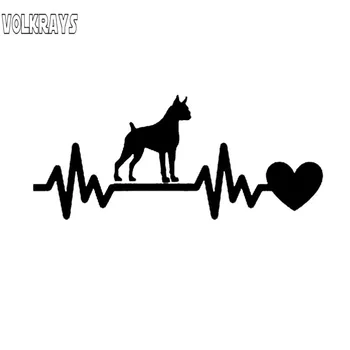 

Volkrays Creative Car Sticker Boxer Dog Heartbeat Lifeline Motorcycle Accessories Reflective Vinyl Decal Black/Silver,7cm*18cm