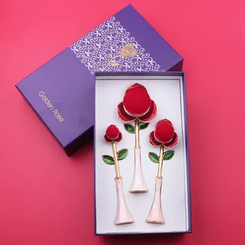 

Wholesale 3pcs Rose Makeup Brushes Cosmetic Brushes Set Comb for Foundation Powder Blush Concealers Eye Shadows Kit M3