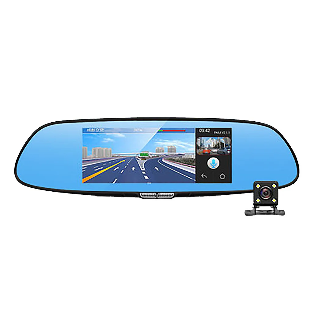 K702t4.3 ''1080 p 4,3 дюймов Hd двойной объектив Автомобильный видеорегистратор Dash Передняя камера-зеркало заднего вида видеорегистратор 31X8,2X3 см 170 градусов ширина# P45