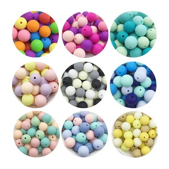 

New Arrival Silicone Beads 12mm 100pcs/lot Teething Necklace Round Silicone Bead Baby Teether Toy Silicone BPA Free Newborn