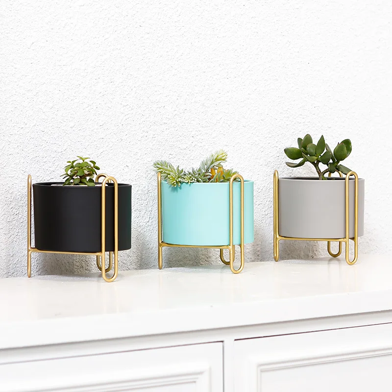 Nordic Small Metal Plant Stand Balcony Flower Pot Holders Office Desktop Succulent Green Potted Racks Storage Home Decor Gold | Дом и сад