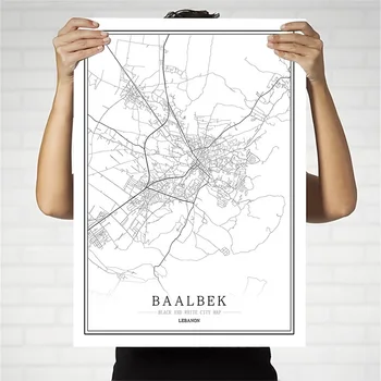 

Lebanon Black and White City Map Poster Nordic Living Room Beirut Tripoli Wall Art Home Decor Canvas Painting Creative gift