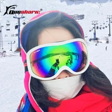 Зимние очки для катания на лыжах, большая оправа, Лыжная маска, анти-туман, ветрозащитные лыжные очки, УФ-защита, солнцезащитные очки для катания на коньках, лыжные очки