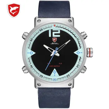 

Inner Shadow Crazy Horse Belt Led Double Display Movement Quartz Watch Simple Watch Casual Wrist Watch For Men And Women
