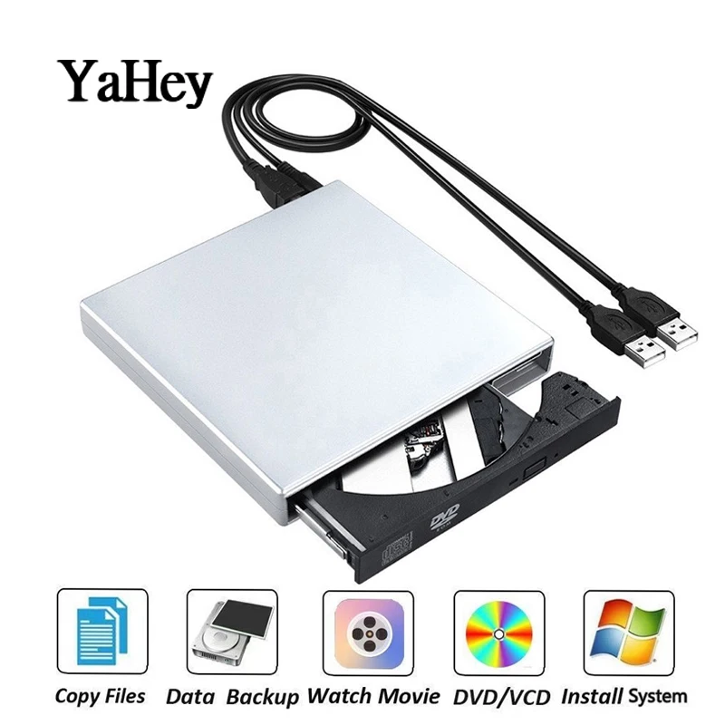 USB 2 0 CD RW горелки оптический привод Внешний DVD комбо CD/проигрыватель rom Portatil для