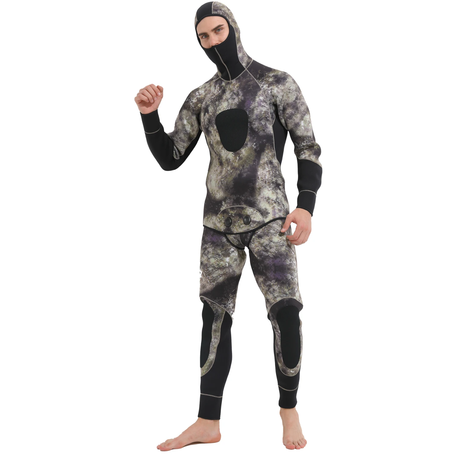 Sbart 5 мм цельный костюм для дайвинга с длинными рукавами Камуфляжный теплый зимний купальный комплект из двух предметов, плотная одежда для рыбалки