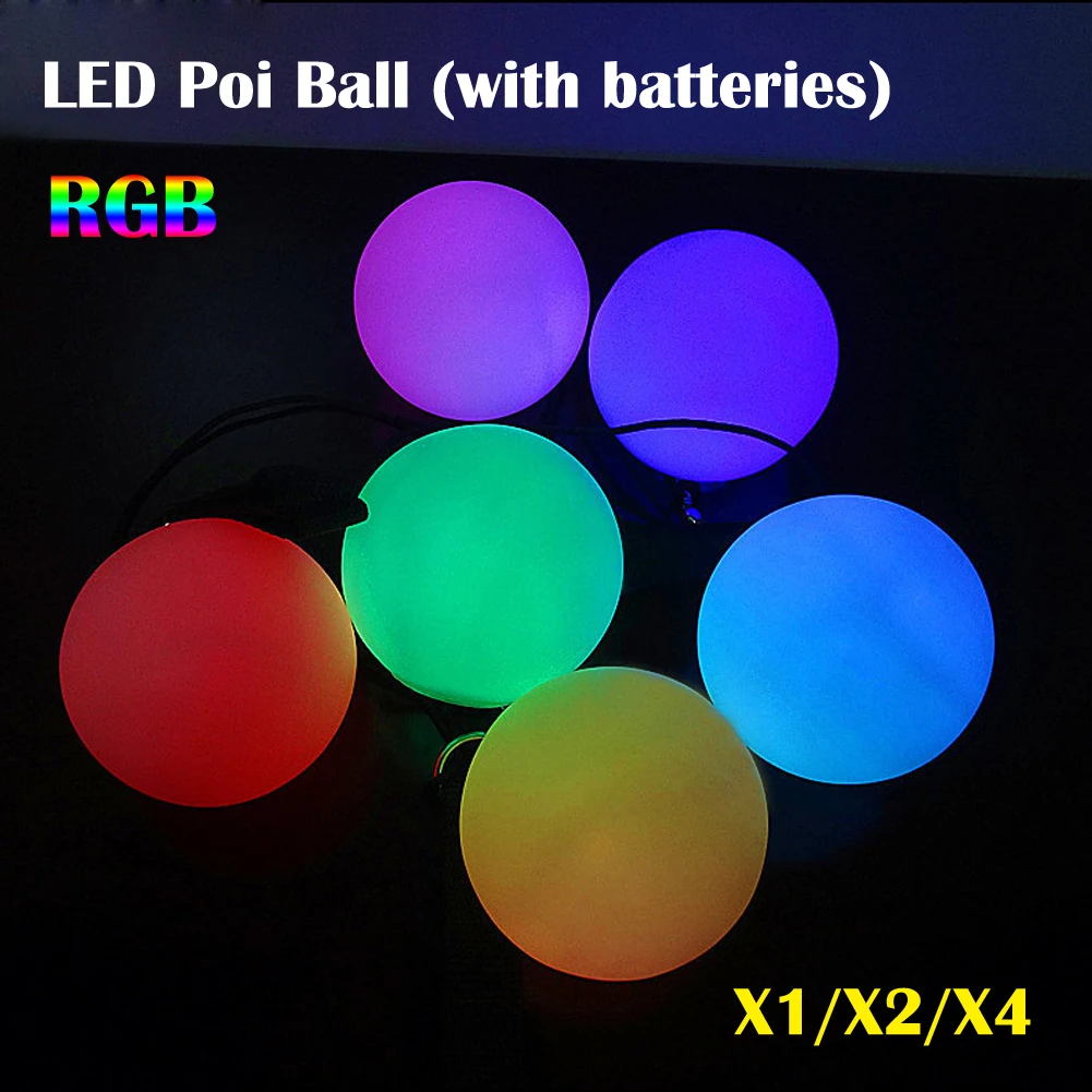 Glow LED POI Thrown Balls For Professional Belly Dancing Level Hand Props 1//2//4X