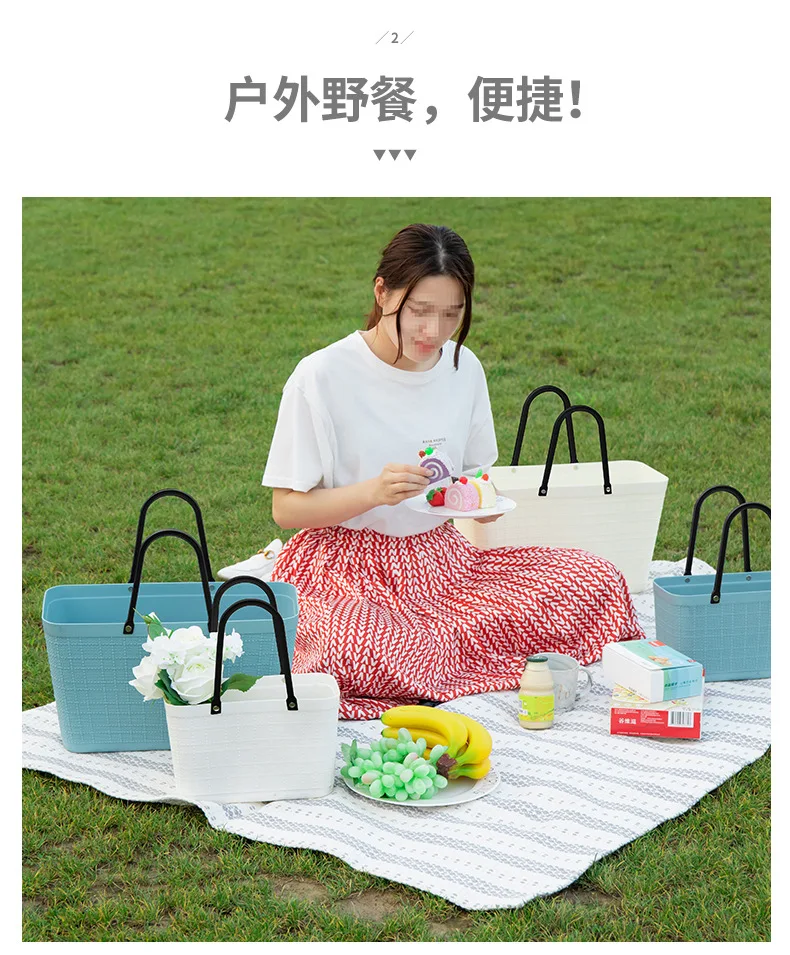 Million Linen Pattern Hand Bath Basket Bathroom Bath Basket-Washed Supplies Blue Debris Storage Box Dormitory