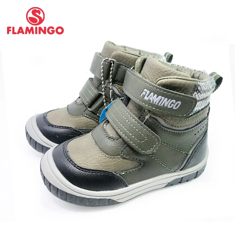 FLAMINGO  Autumn Boys Boots Children's Shoe High Quality Ankle Kids Shoes with Hook& Loop for Little Boys 202B-Z5-2057 Shoe