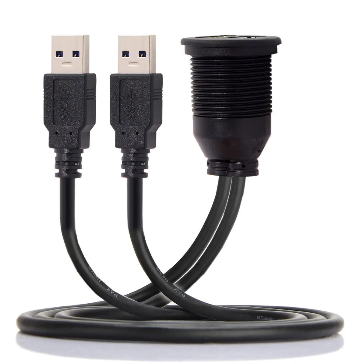 Двойной USB 3,0 удлинитель AUX заподлицо автомобильное крепление водонепроницаемый удлинитель 1 м для приборной панели