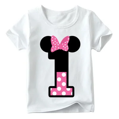 W01Pink-1 Футболка одежда с милым принтом и надписью «Happy Birthday» для маленьких мальчиков и девочек детская забавная футболка подарок на день рождения для детей 1-9 лет - Цвет: W01Pink-1