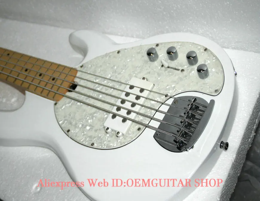 Белый 5 струн электрическая басовая гитара кленовый гриф Высокое качество бас гитары Горячая