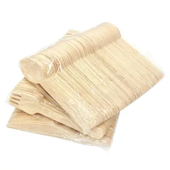 

100/150/200pcs Wooden Forks Spoons Cutters Set Disposable Wood Cutlery Utensils Tableware For Dinner Barbecue