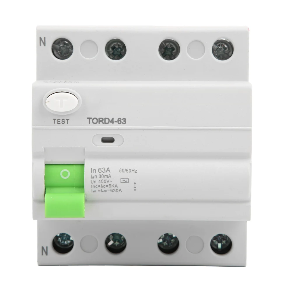 

4P 63A 30mA Leakage Protection Circuit Breaker Safety Residual Current Device 220-380V Overload Protection