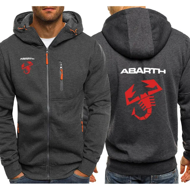 Толстовки для мужчин, автомобиль ABARTH, логотип, принт, Повседневный, хип-хоп, Harajuku, длинный рукав, толстовки с капюшоном, мужская куртка на молнии, Мужская толстовка, одежда E