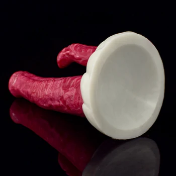 FAAK New Red Double Horse Dildo With Suction Cup Clit Massage Silicone Anal Sex Toys For Women Man Flexible Erotic Products 2