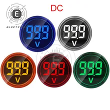 Voltímetro Digital de 22mm, Detector de voltaje redondo de 6V-100V de CC, Mini indicador de voltaje LED, Monitor de luz de lámpara de señal de piloto