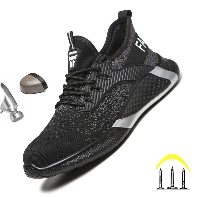 Men Mesh Safety Indestructible Shoes Steel Toe Work Boots Breathable Trainers AU 