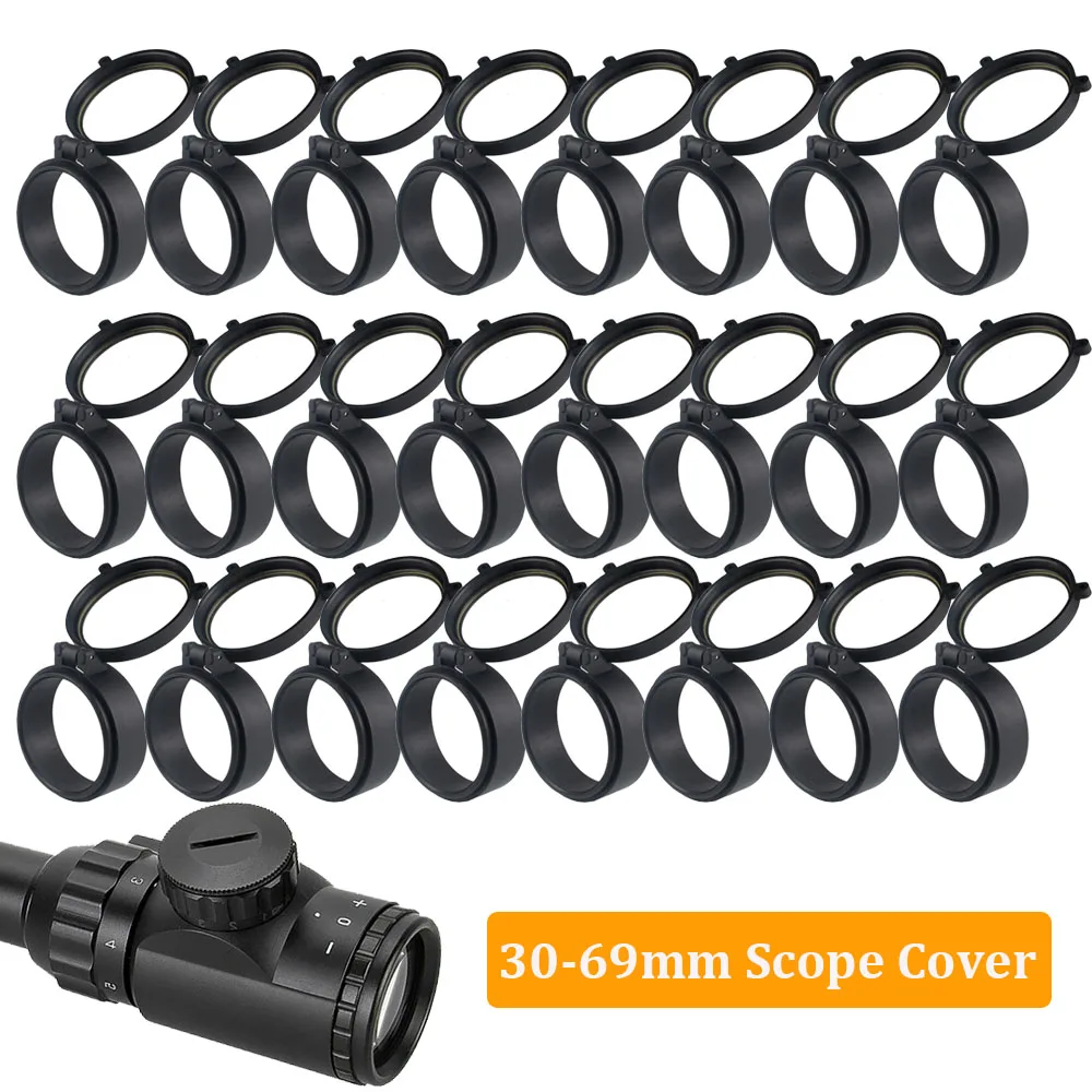 

30-69mm Tactical Rifle Scope Cover Protection Transparent Lens Cover Military Flip Up Objective Lid Hunting Gun Accessories