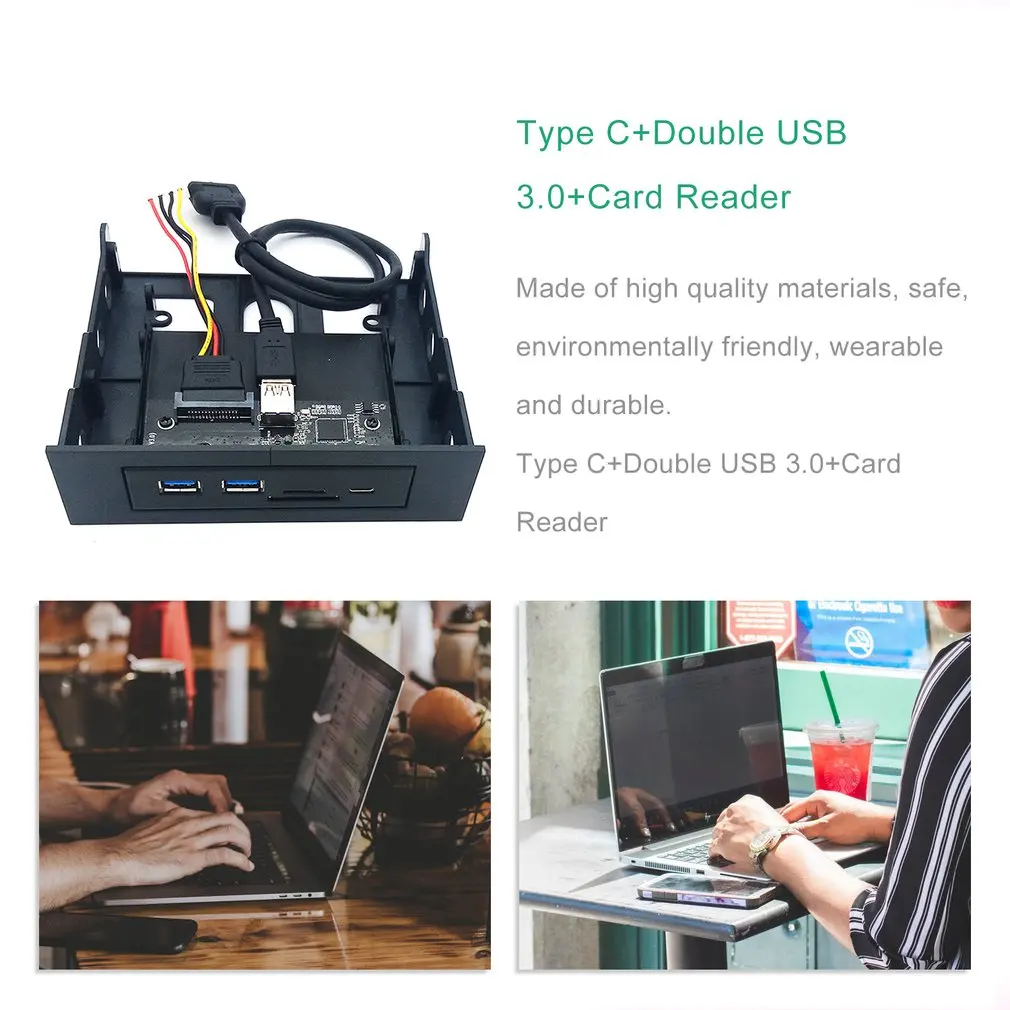 33S50-RTK 3 в 1 кард-ридер USB 3,0 Передняя панель медиа тип-c двойной USB 3,0 порт концентратор приборной панели ПК передняя панель с кабелем питания