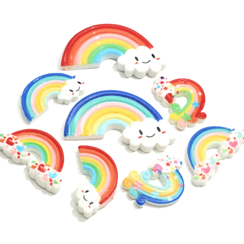 

10Pcs Cute Rainbow Clouds Resin Flat back Cabochons Scrapbooking for Phone Embellishments DIY Decoration Accessories