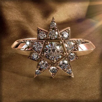 

Brand Female Among Star Ring Cute Luxury 925 Silver Rose Gold Love Jewelry Promise Stone Rhinestone Diamond Rings For Women