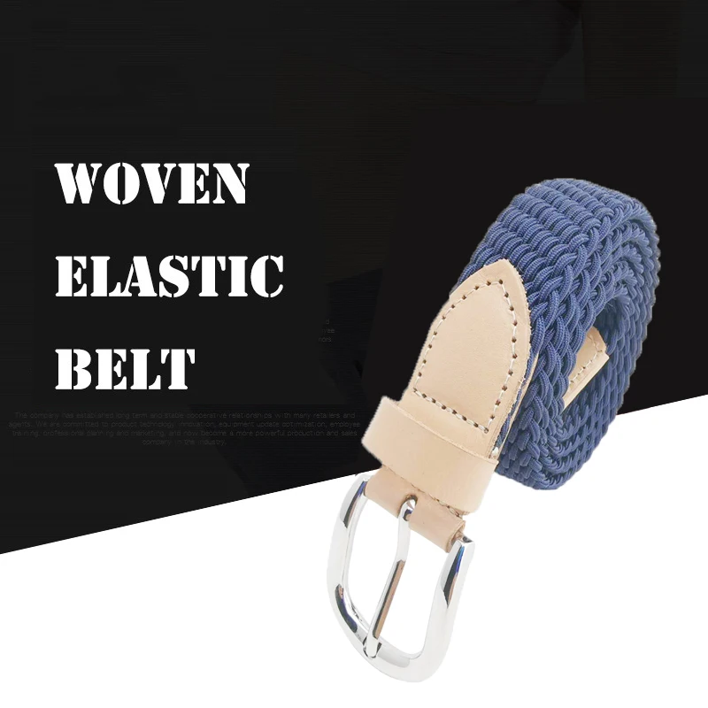 

Fashionable Elastic Stretch Waist Belt Canvas Men Blue Stretch Braided Woven Leather Belt Metal Stretch Belt For Men Women
