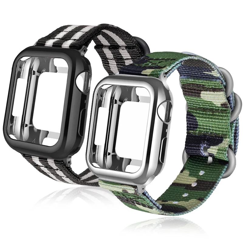 

Nylon Sport strap+Case For apple watch 5 4 3 2 1 series 42mm 44mm band Apply to Iwatch 38mm 40mm Wrist bracelet Case accessories