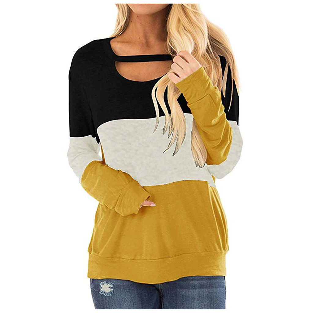 Wanita Lengan Panjang T Shirt Harajuku Vintage Wanita Pakaian Dada Potongan Blok Warna Atasan Tunik Kualitas Tinggi Camiseta Mujer T Shirt Aliexpress