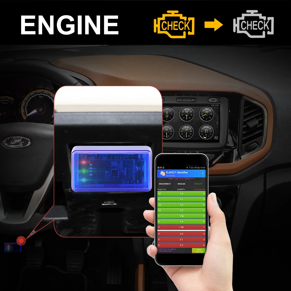ELM327 V1.5 Bluetooth WIFI адаптер OBD2 автомобильный диагностический инструмент OBDII