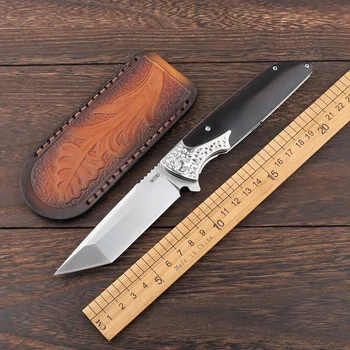 

Titanium alloy+Wood Handle Folding Knife M390 Blade Hunting Tactical Camping Knives Survival Pocket Outdoor Utility Knife EDC