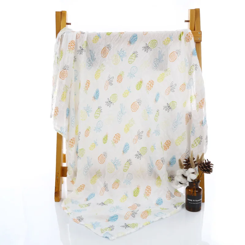 

Double Layer BABY'S BLANKET Pure Cotton Gauze Scarf Air Conditioner Printed Children's Quilt Spring Summer Muslim Gauze