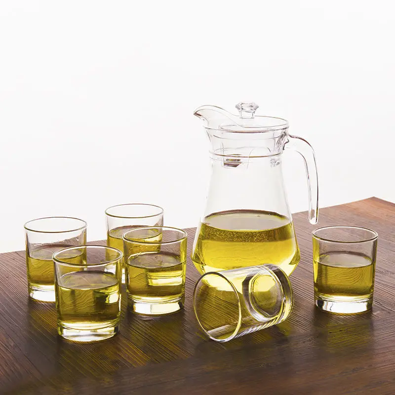 Thick Heat-resistant Lead-free Glass Cups Beer Drinks Juice Large Plate Cold Kettle Set Cup Shot | Дом и сад