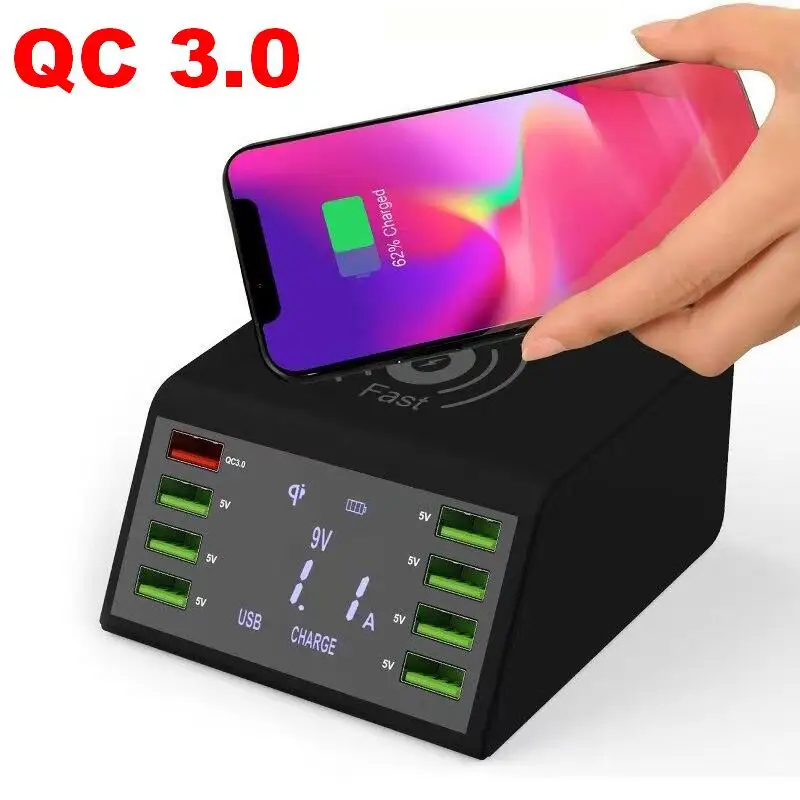 60 Вт Быстрая зарядка 3,0 USB зарядное устройство QC3.0 быстрая Беспроводная зарядка 8 портов мультирозеточный мобильный телефон зарядное устройство для iPhone samsung Xiaomi Mi