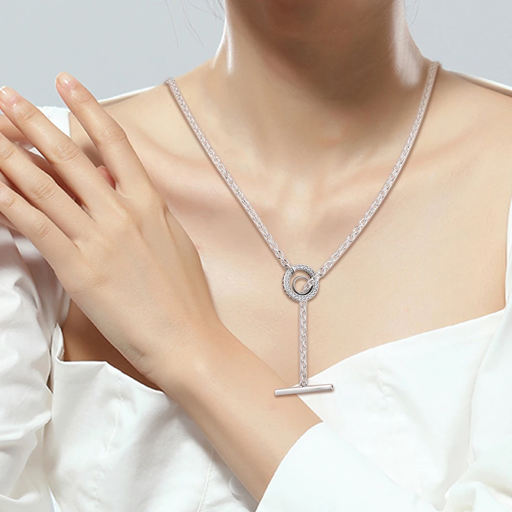 Cross Kalung Membuka Circle T-Bar 