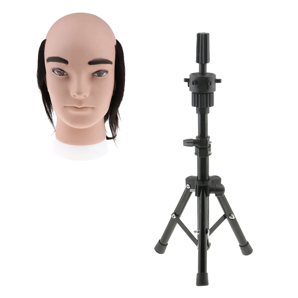 8’’ Black Mannequin Head Human Hair Hairdressing Mannikin Head+Tripod Holder 8’’ Black Mannequin Head Human Hair Hairdressing Mannikin Head+Tripod Holder