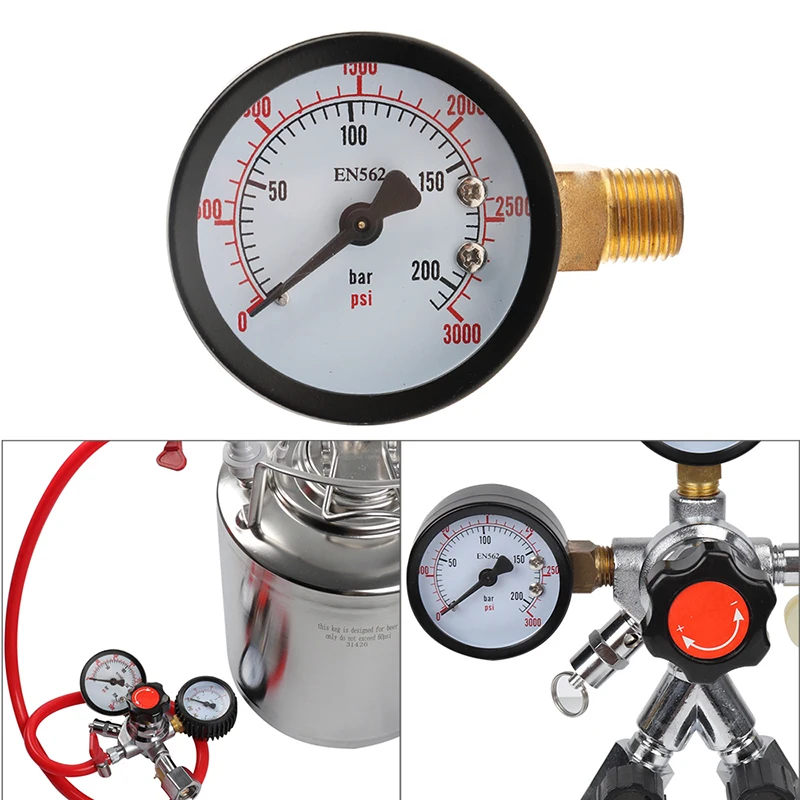 0-60PSI / 0-3000 PSI Co2 Regulator Gauge Replacement, Co2 Pressure Gauge with 1/4"NPT Thread for Homebrew CGA320/W21.8 Regulator