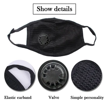 

1PC Face Mouth Mask Unisex Outdoor Cycling Wearing Windproof Anti-Dust with Breath Valve Wearing Respirator Black Face Care Tool