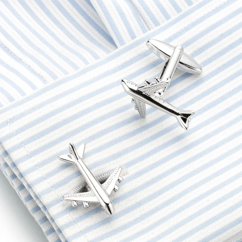 MiFaViPa Simple Man`s Cufflink for Pilot Silver Plated Airplane Shape Pilot High Quality Plane Cuff Links for Wedding Party Gift (5)