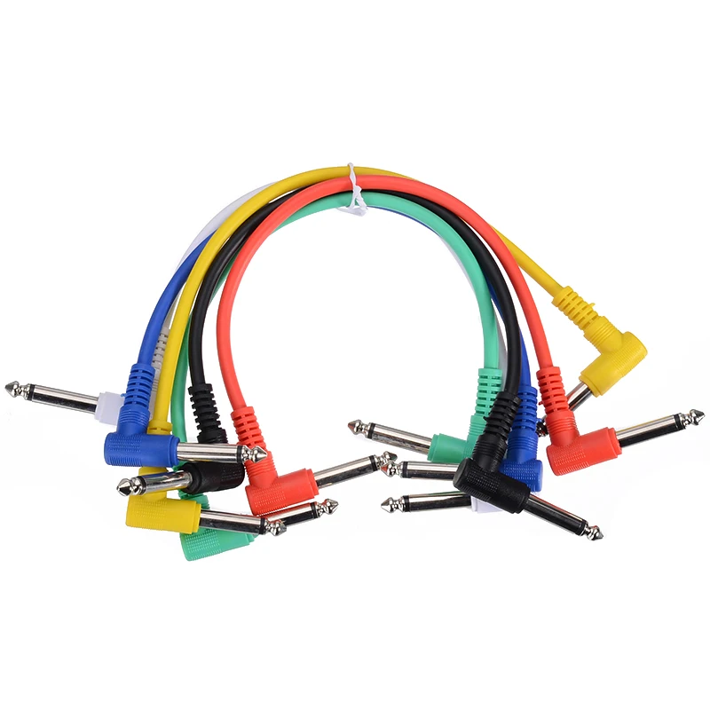 

6pcs/Set Colorful Angled Plug Audio Leads Patch Cables Right Angle Guitar Effect Pedal Cables For Guitar Pedal Effect