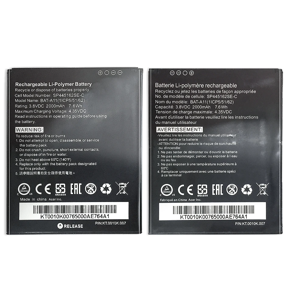 Аккумулятор BAT-A11 2000 мАч для смартфона Acer Liquid Z410 T01 Z330 аккумуляторная литий-ионная
