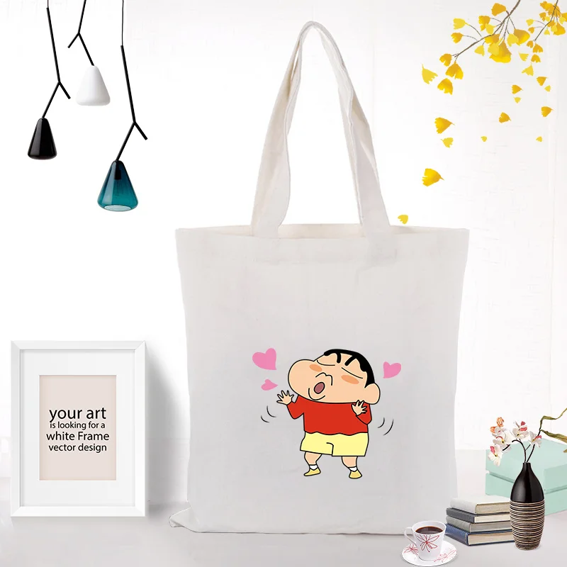 Crayon Shin-chan Холщовая Сумка для ежедневного использования текста DIY пользовательский принт логотип сумка для покупок эко многоразовая утилизация - Цвет: LBXX004