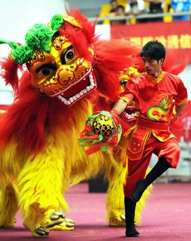 

Lion Dance Outfit Chinese Dance Costume Wool Hand Made Stage Accessories For Two Adults Oversea Chinese Advertising Parade Suit