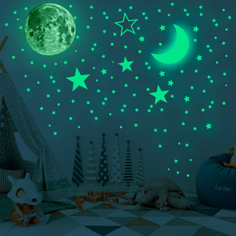 Luminous Green Blue Lights Stars Wall Stickers Glow in the Dark Baby Nuresery Kids Room Decoration Eco-friendly DIY Wall Decals