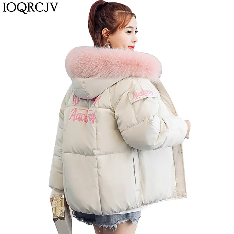 

2019 New Parkas Womens Winter Jacket Down Cotton Coat Thick Warm Female Fake Fox Fur Collar Outwear Parkas Plus Size R1017